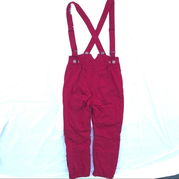 SPIDER KID Thinsulate Insulated Snow Pants Ski utility cargo Suspenders Burgundy - Picture 7 of 11